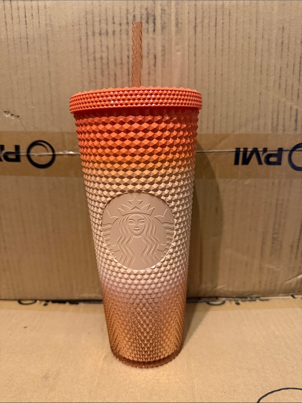 Starbucks Orange to Cream Studded Ombre Reusable Tumbler with Straw